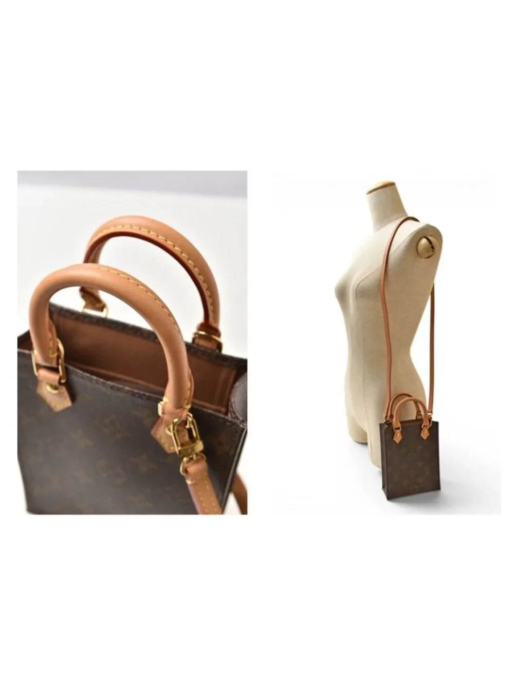 Louis Vuitton Monogram Petit Sac Plat 2-Way Shoulder Bag Brown
